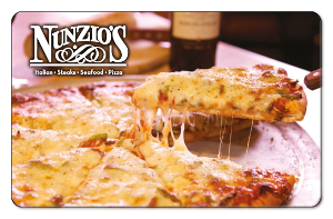 Nunzios logo over image of pizza